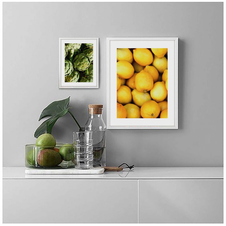 Постер на кухню на зеленую стену