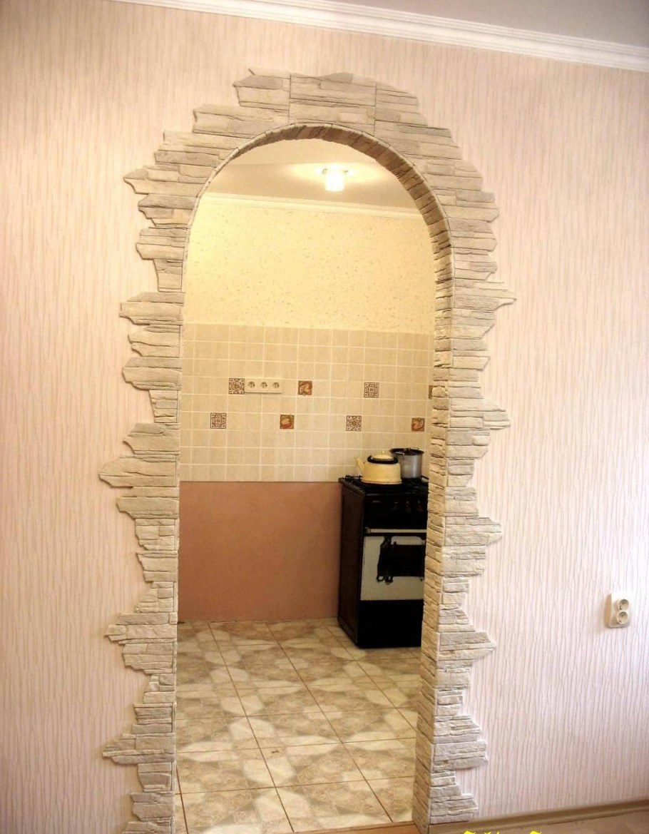 Отделка арки декоративным камнем