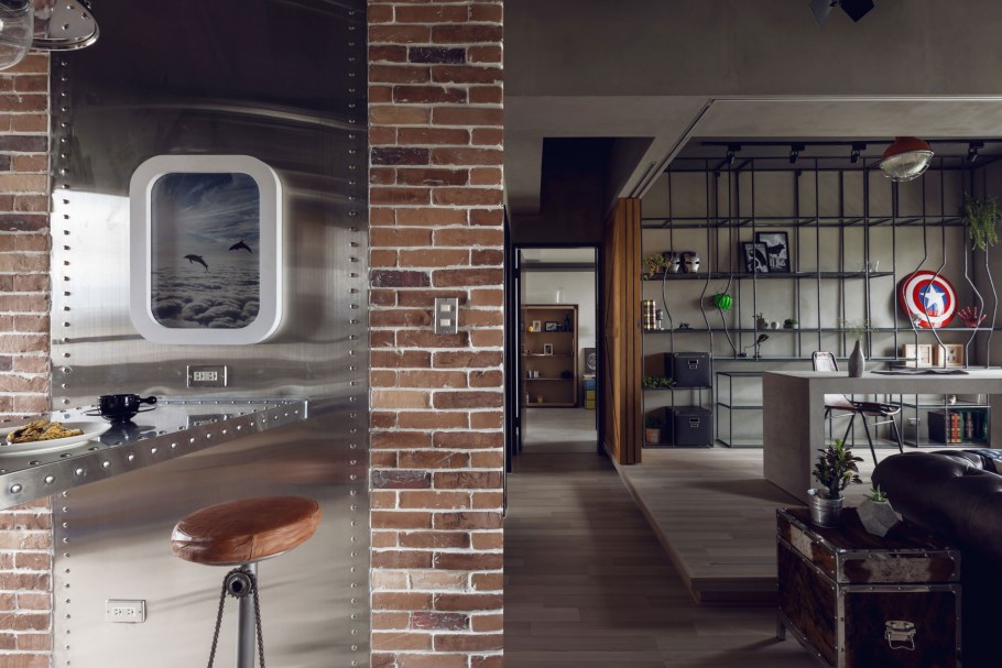 Оранжевая ванная Индустриальный стиль