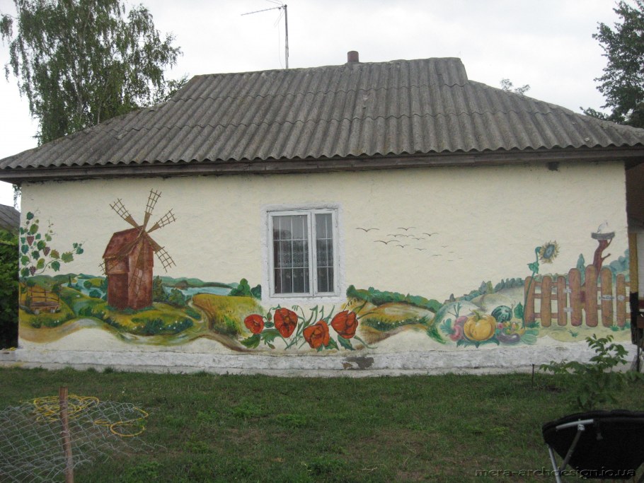 Роспись фасада дачного домика