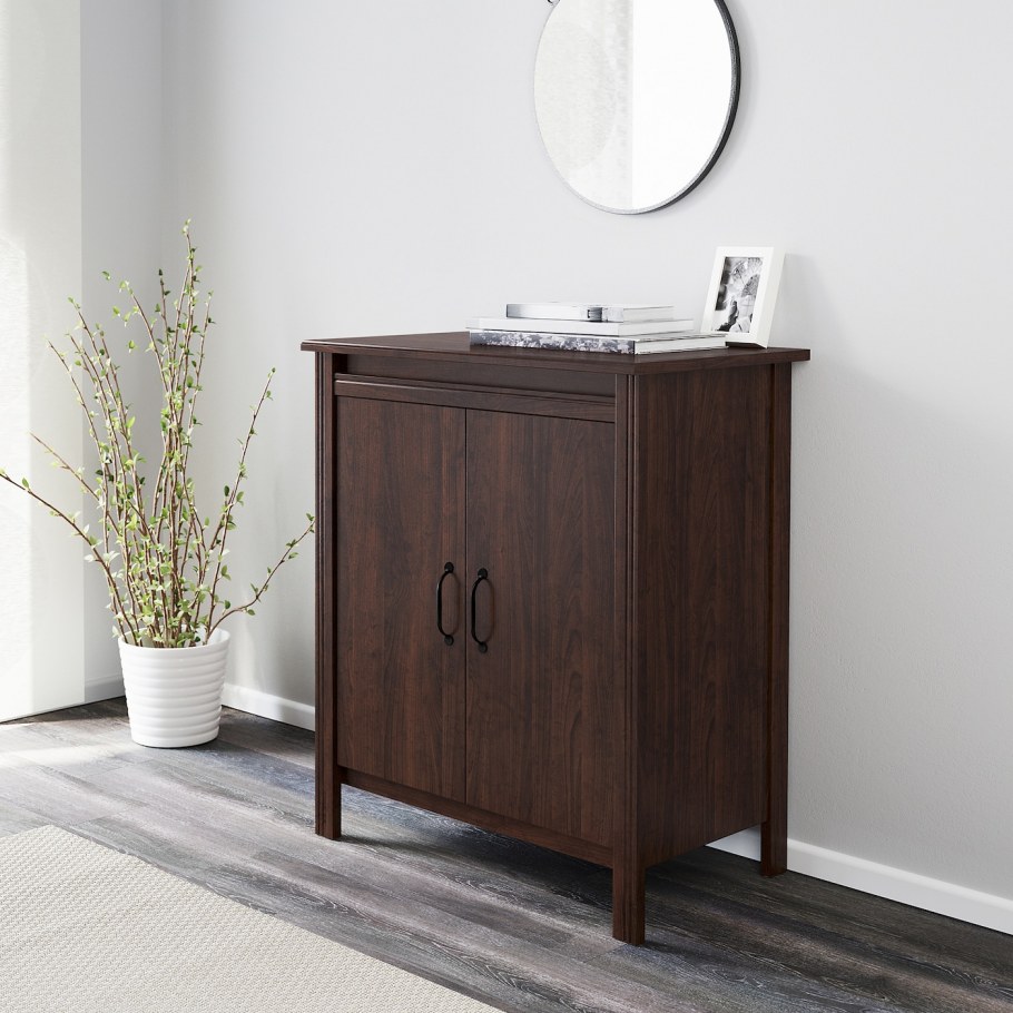 БРУСАЛИ шкаф с дверями, коричневый, 80x93 см