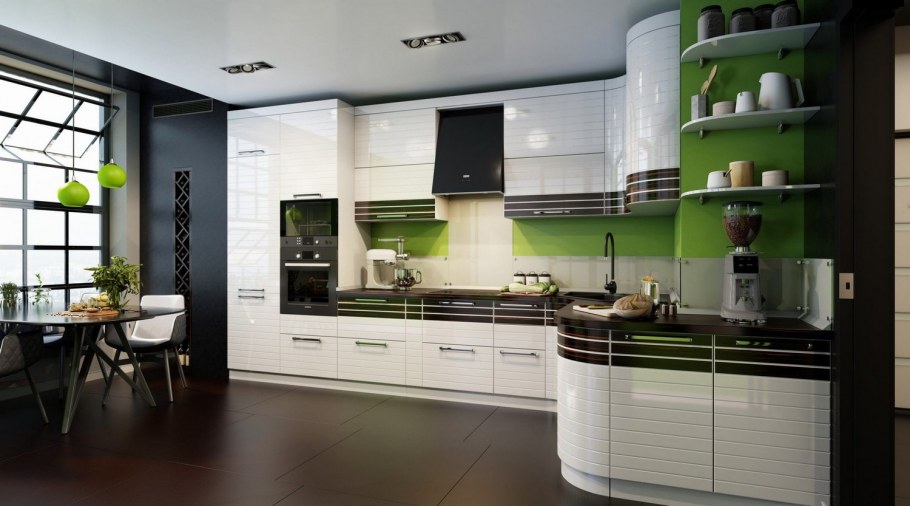 Кухня шпон и эмаль