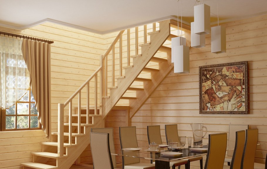 Лестница деревянная к-002м