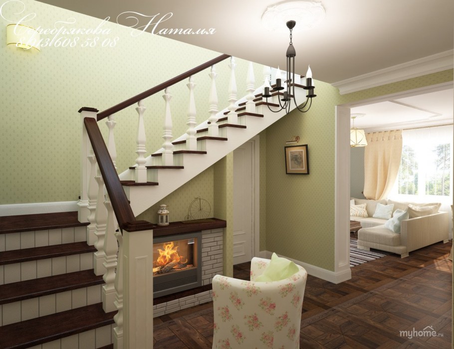 Гостиная с лестницей
