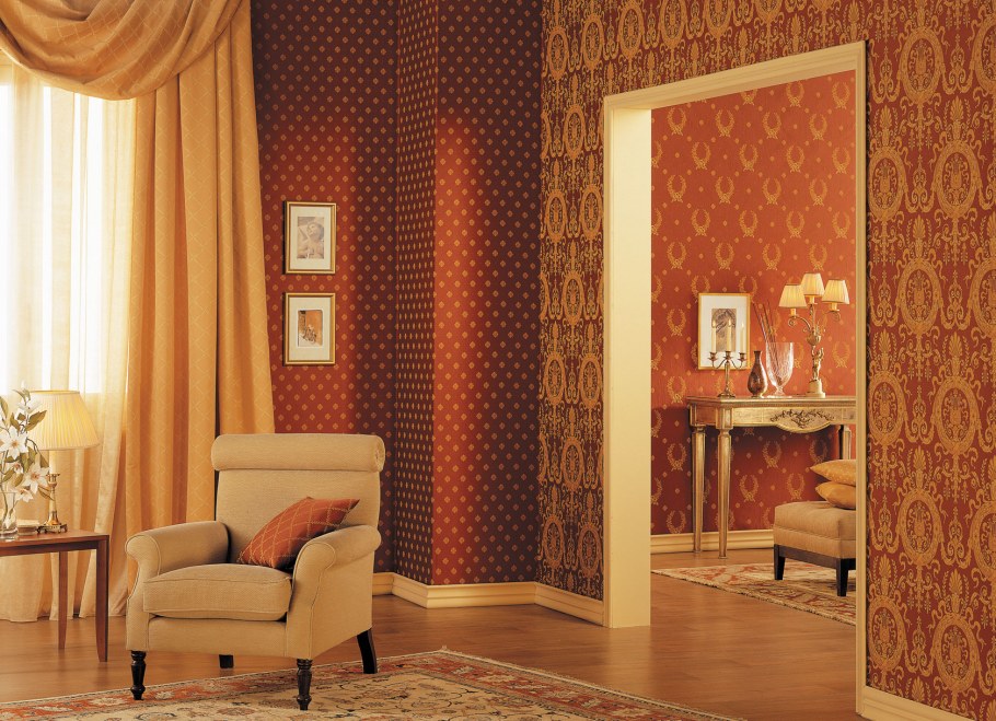 Деревянная мозаика в интерьере спальни