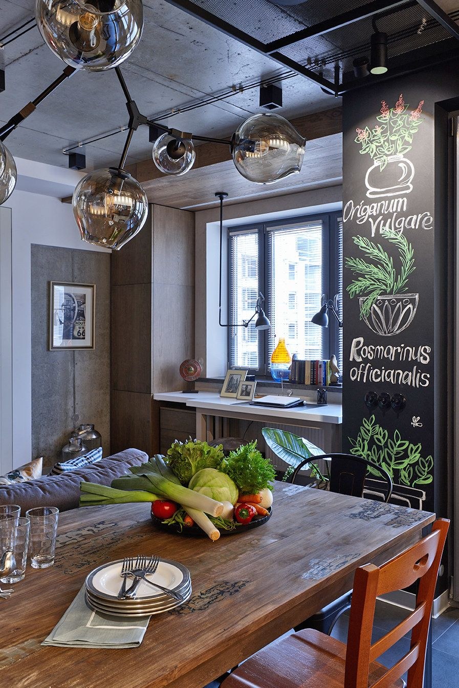 Металлические балки в интерьере