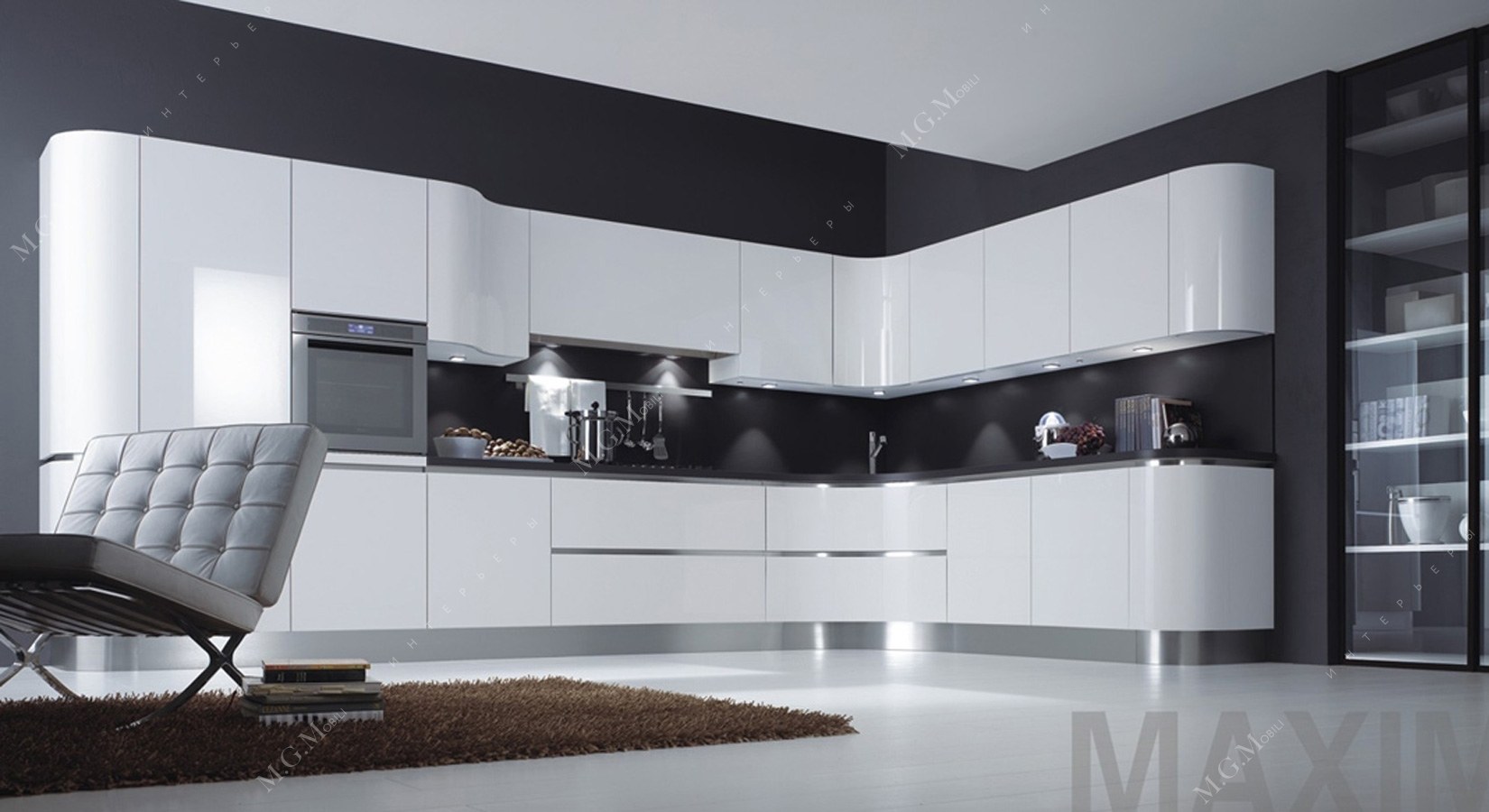 кухня черно белая в стиле модерн