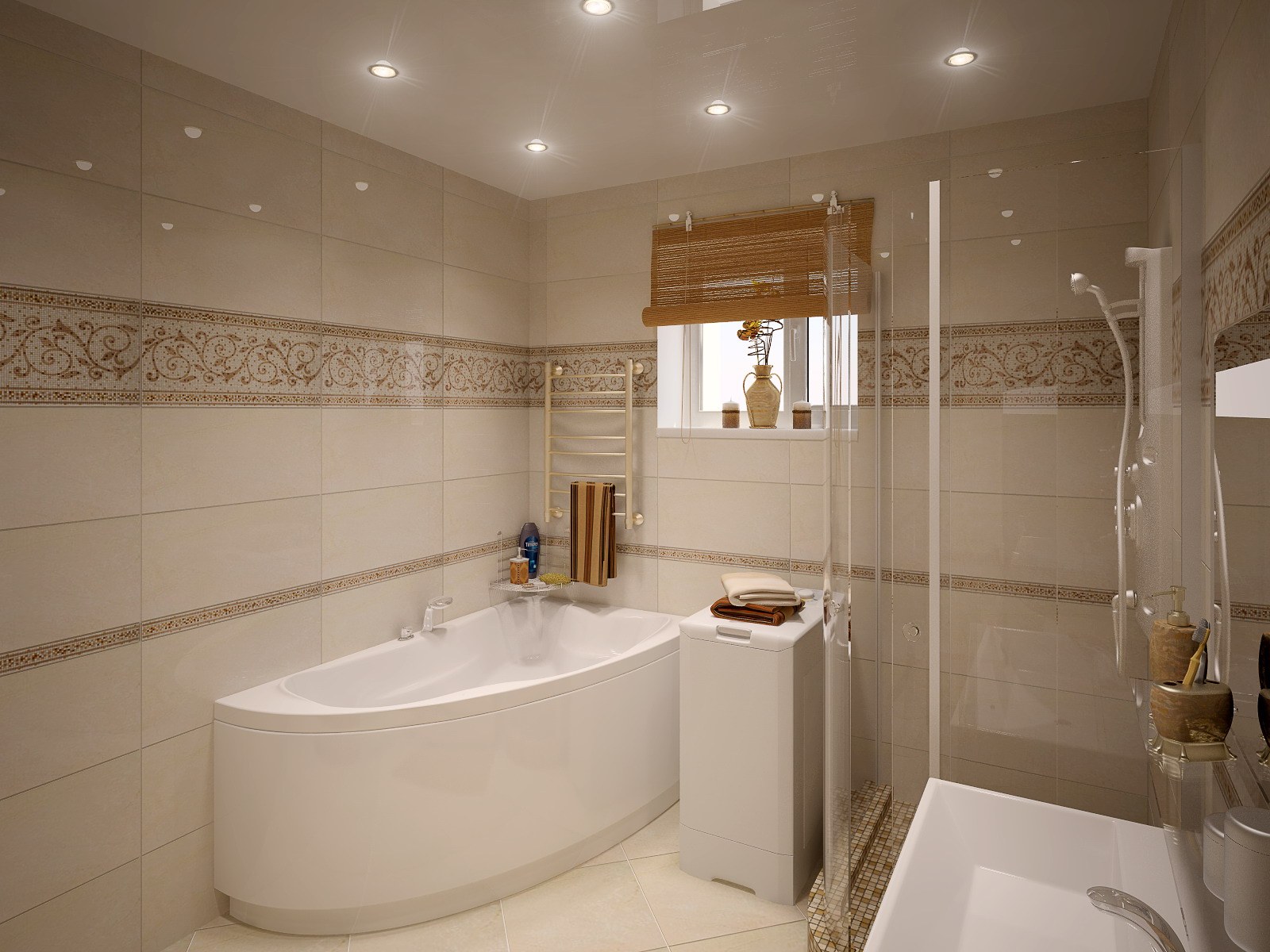 Ванная комната дизайн фото 4. Санузел с угловой ванной. Ванная комната в бежевых тонах. Ванная в светлых тонах. Современная ванная в теплых тонах.
