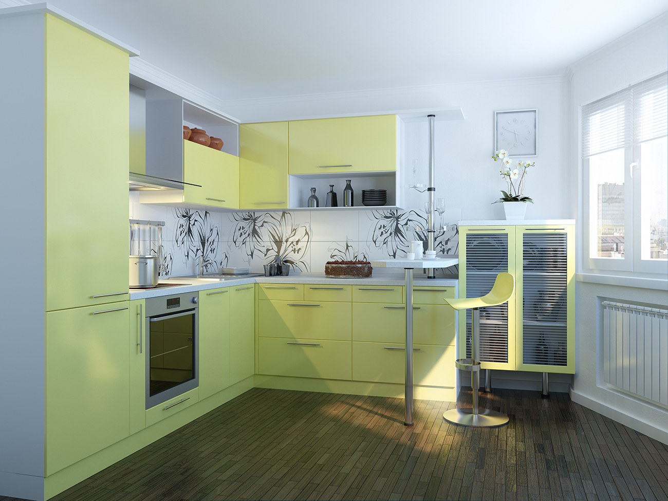 Кухонный гарнитур угловой цвет. Кухня в желтом цвете. Кухня в желто зеленых тонах. Желтый кухонный гарнитур. Кухня лимонного цвета.