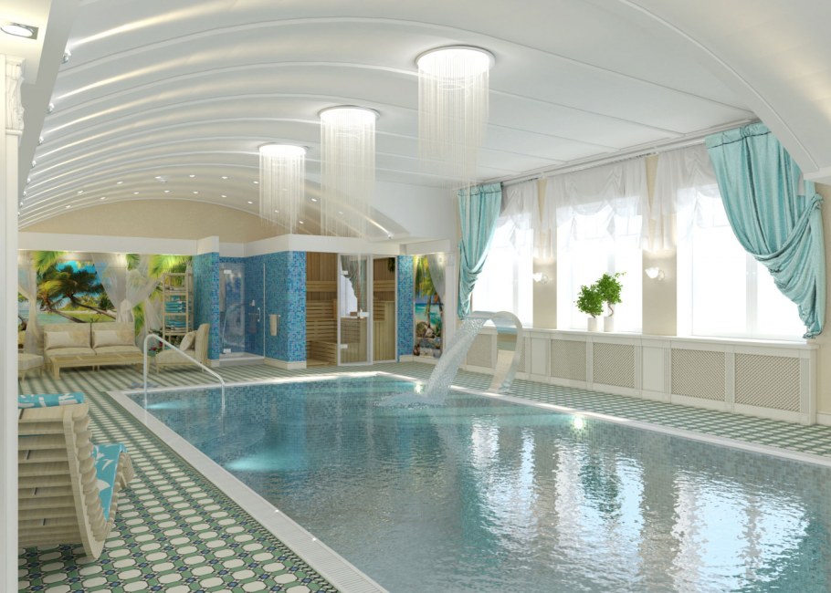 Интерьер детского бассейна в коттедже