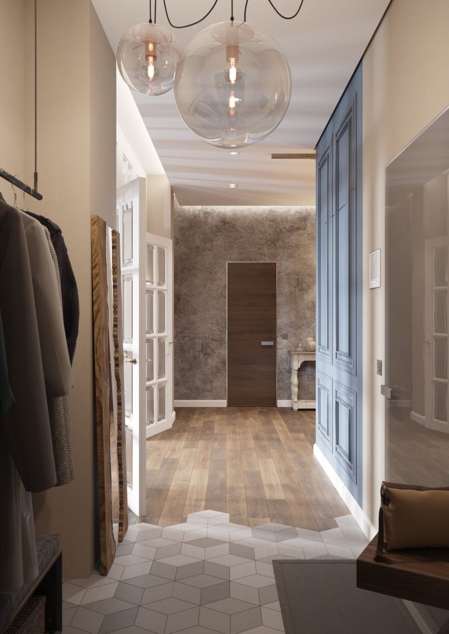 Прихожая в пастельных тонах в квартире