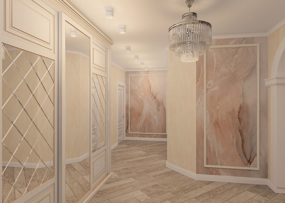 Коридор в пастельных тонах в квартире