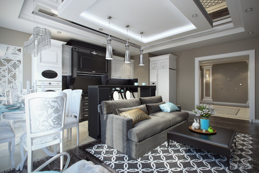 Кухня студия в стиле арт деко