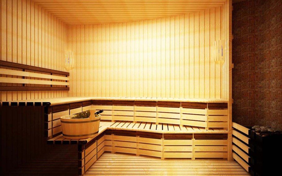 Баня из оцилиндрованного бревна интерьер