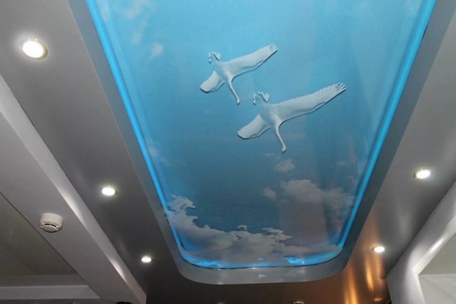 3d потолки натяжные в ванной