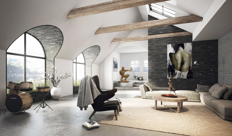 Декор стен мансарды