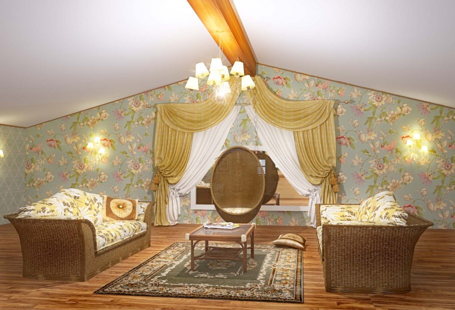 Камин на мансарде