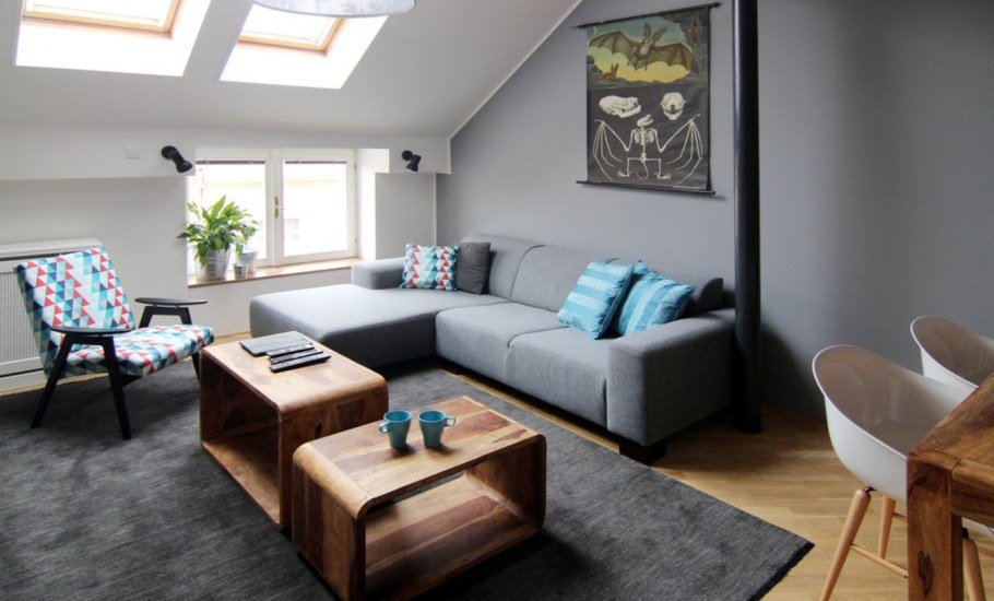 Интерьер квартиры на мансарде