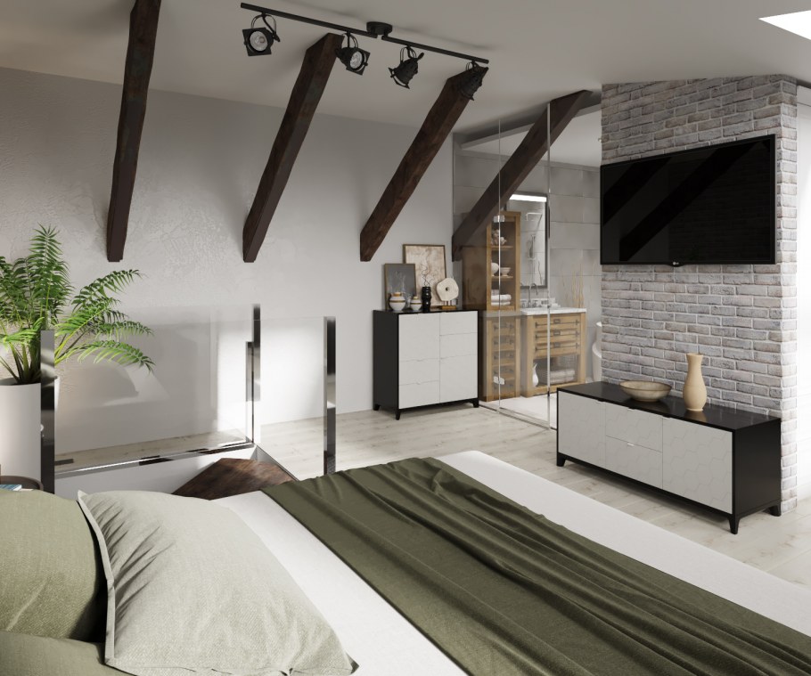 Дизайнерская интерьера с мансардной крышей