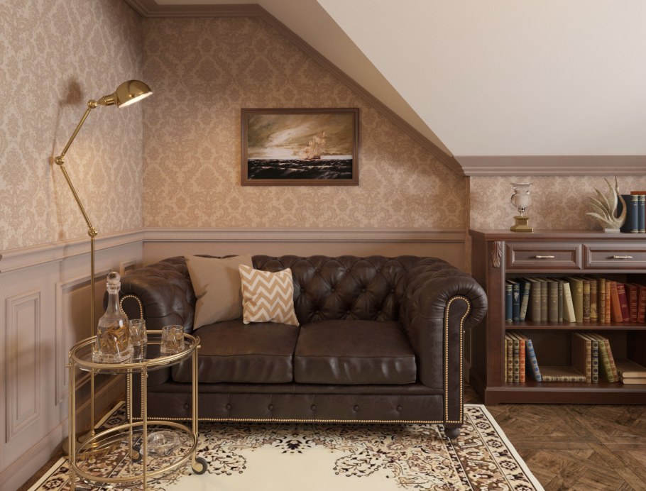 Дизайнерский интерьер мансарды