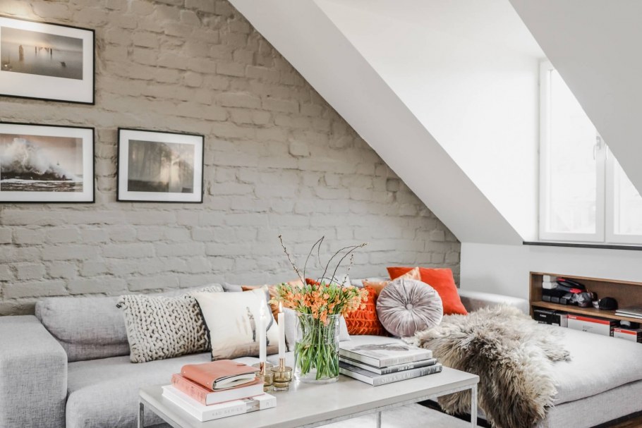 Кирпич крашенный в интерьере