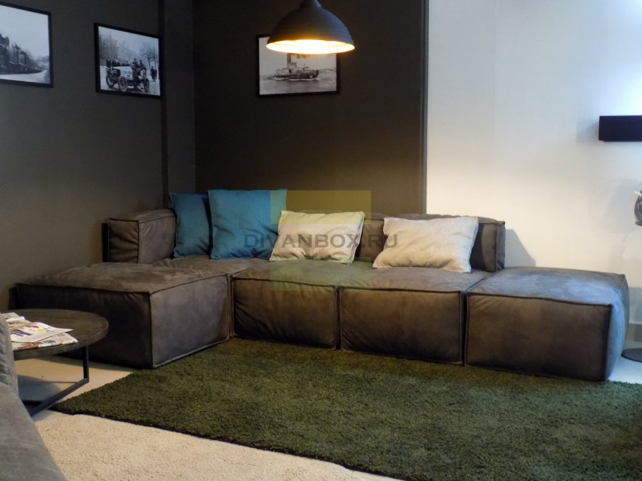 Диван лофт Velvet Emerald серый