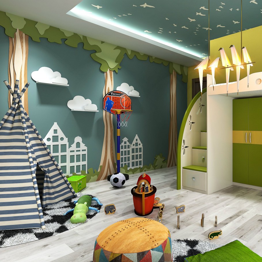 Стены в детской в скандинавском стиле