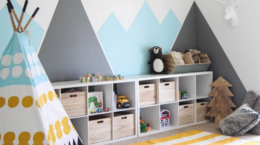 Хранение в детской в скандинавском стиле