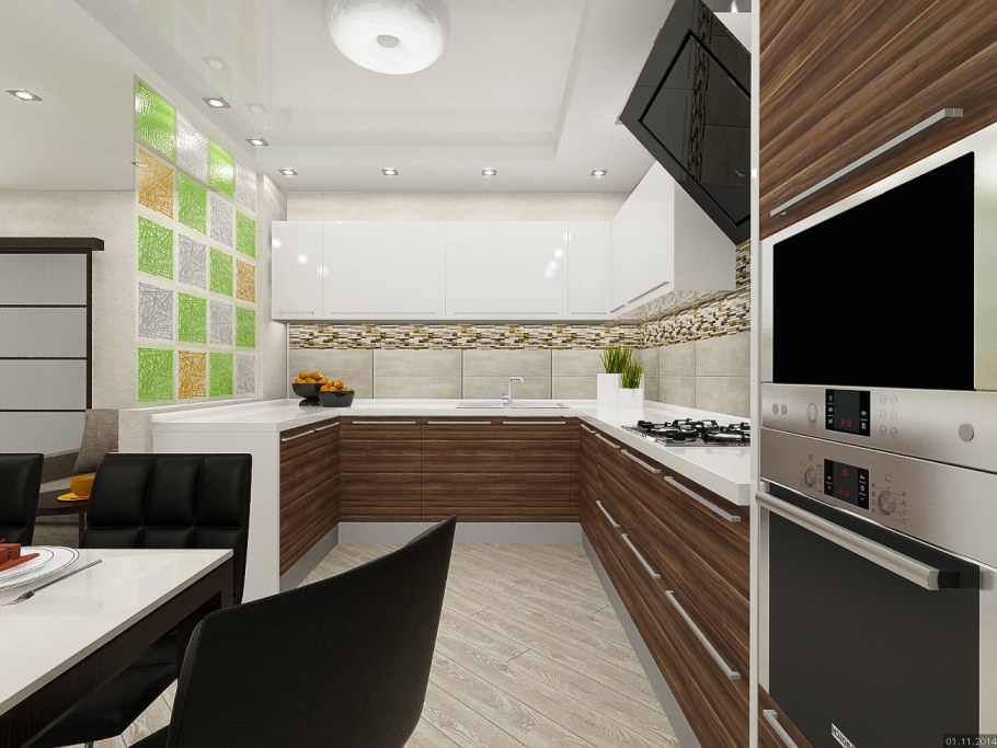 Двухцветная кухня в интерьере