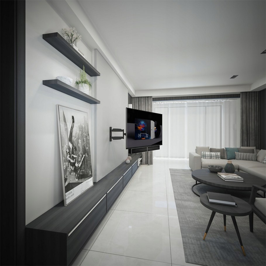 Телевизор с саундбаром на стене