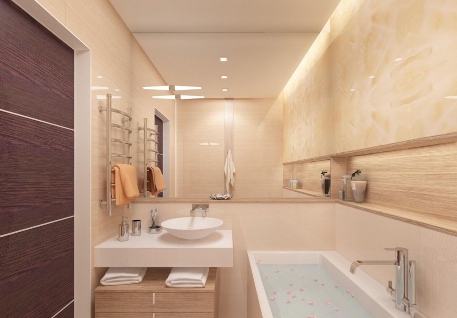 Ванная комната в бежевых тонах