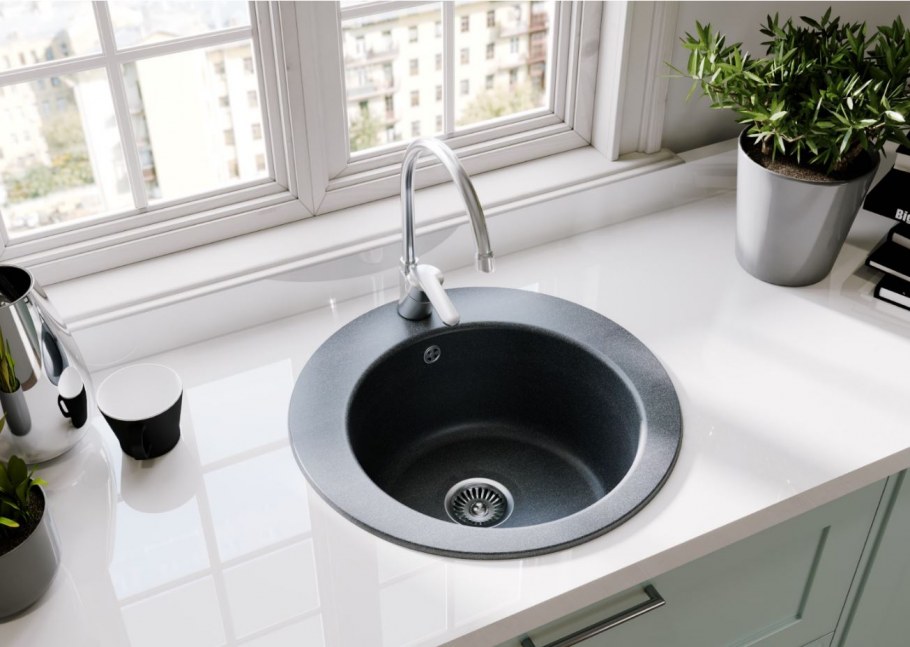 Иверия мойка кухонная круглая 480мм графит 1a711032iv210