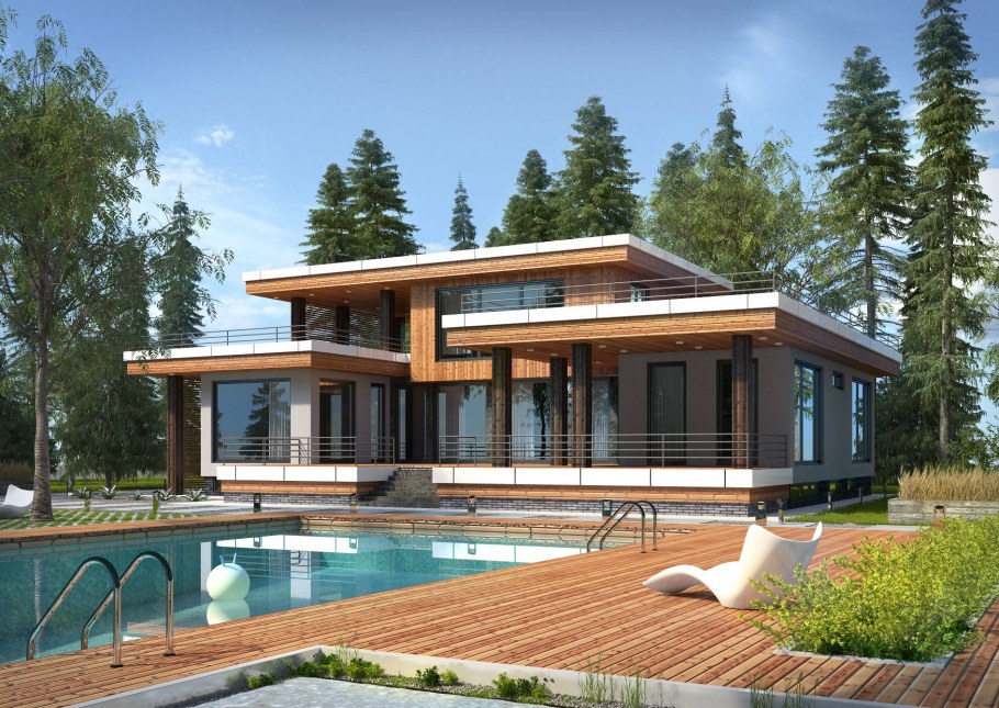 Дом с плоской крышей монолит 170 м