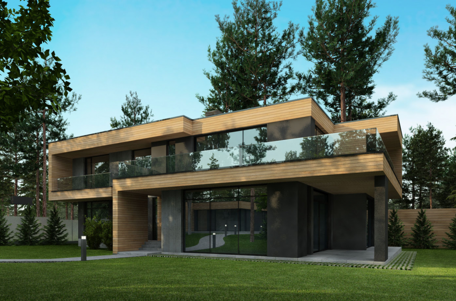 Коттедж с плоской крышей