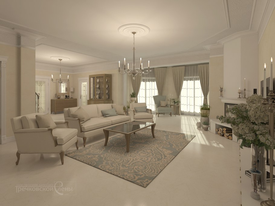 Интерьер дома из клееного бруса в стиле Прованс