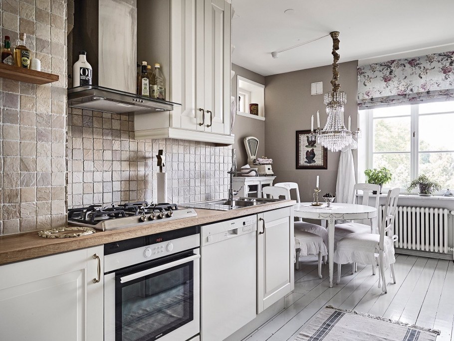 Кухня Будбин белая икеа фартук