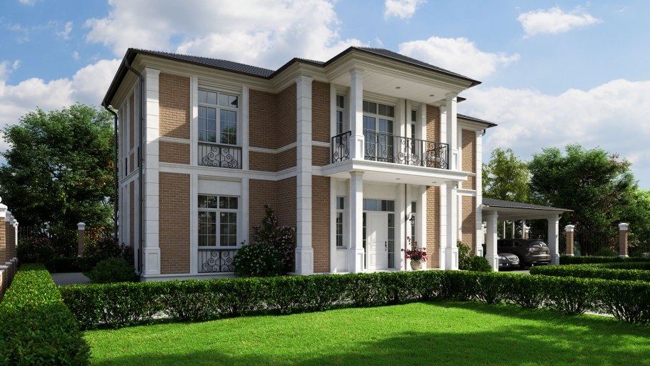 Дом с фасадным декором