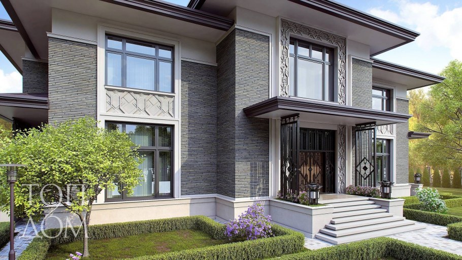 Дом в неоклассическом стиле из клинкерного кирпича