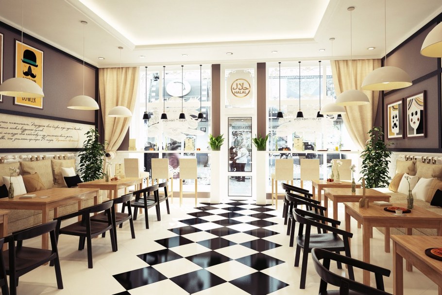 Интерьер маленького кафе