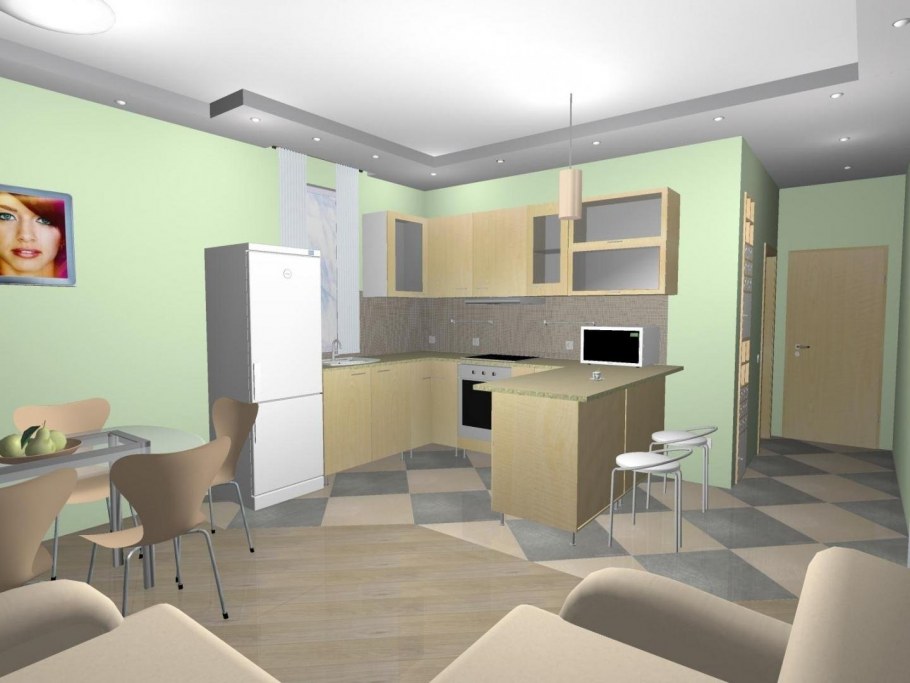 Проект совмещенной кухни и комнаты