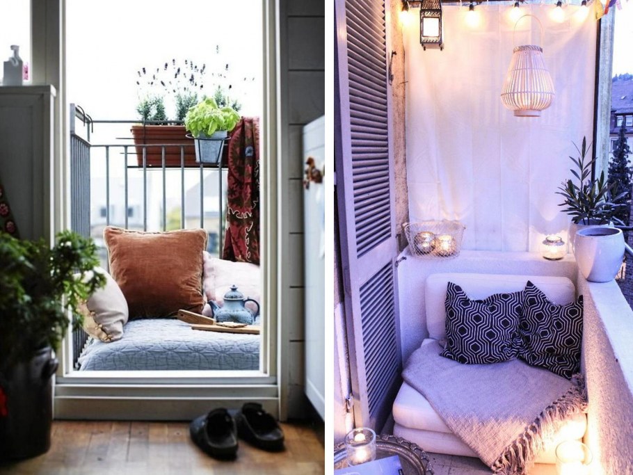 Уютный балкон в фиолетовых тонах