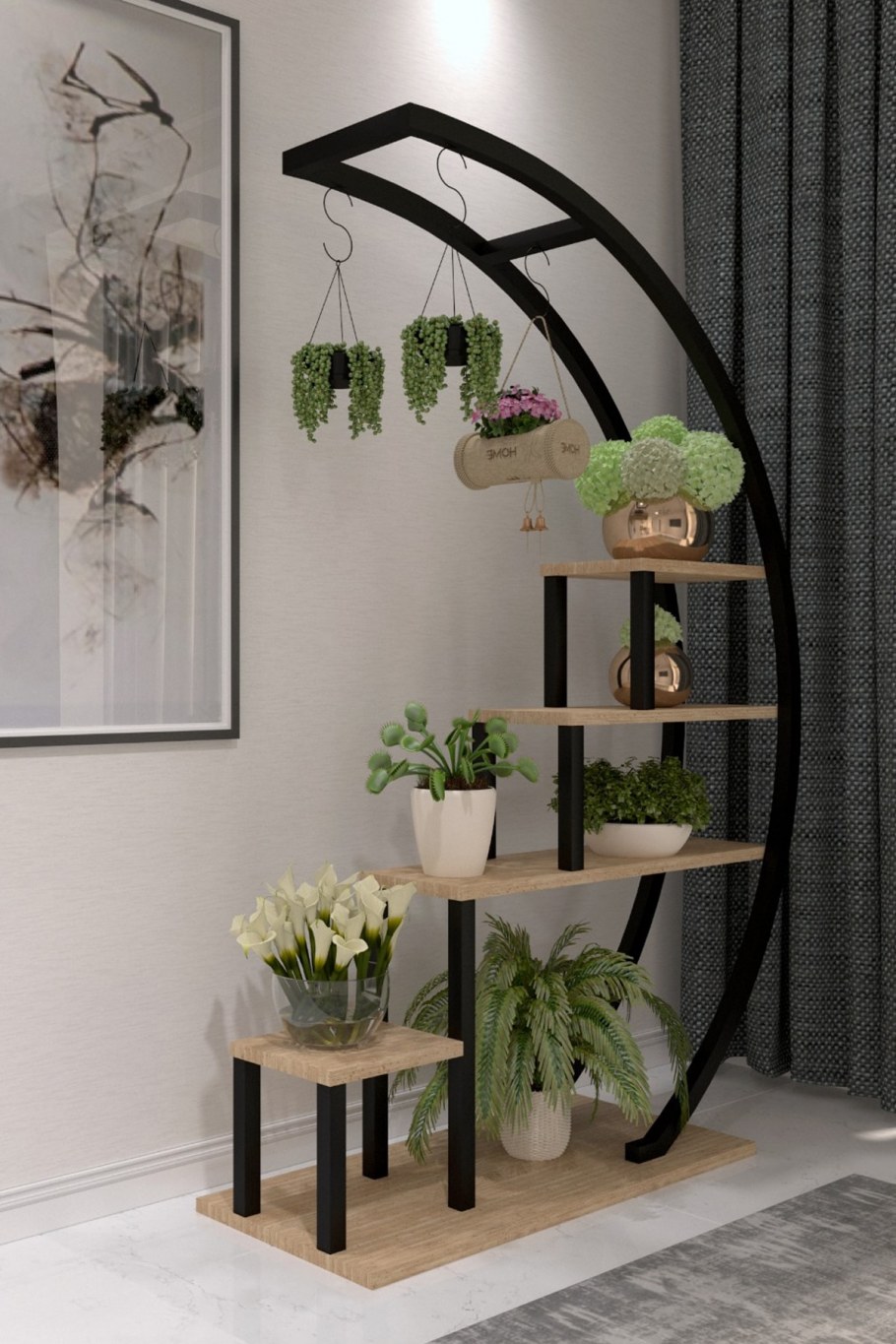 Украсить сад цветами многоярусные полки