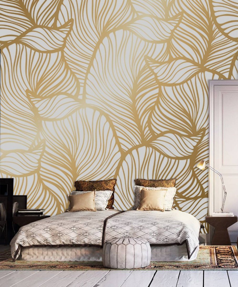 Обои черные с золотом для стен