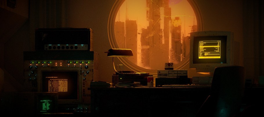 Киберпанк окно из комнаты