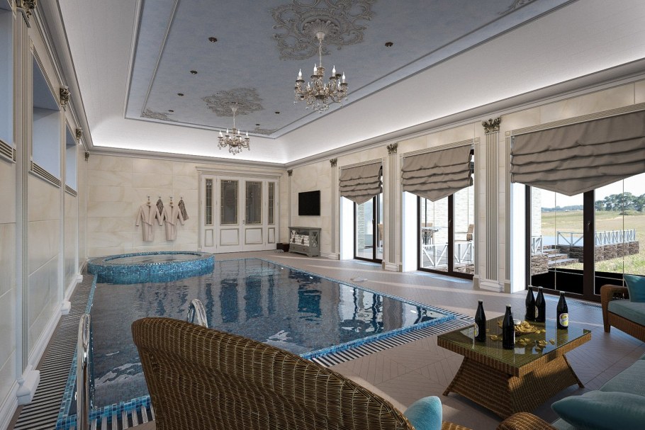 Интерьер частного бассейна