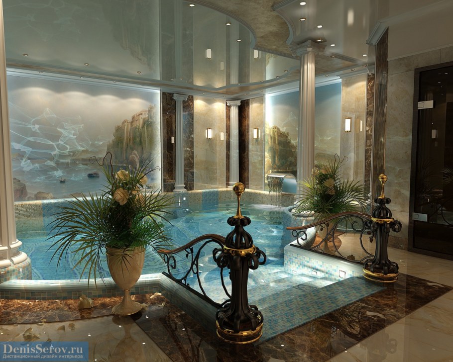 Интерьер бассейна в коттедже