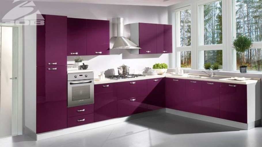 Кухня фиолетовая акриловая