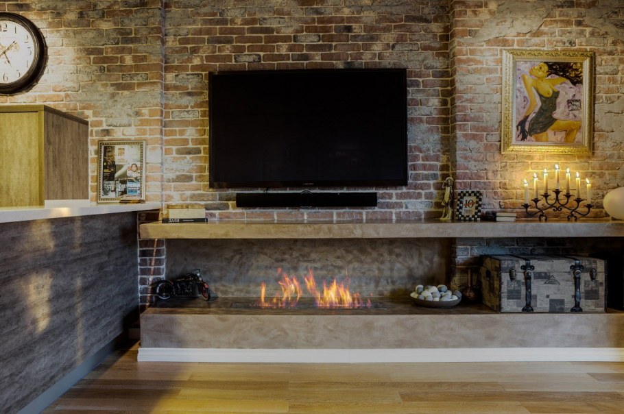 Биокамин в интерьере лофт