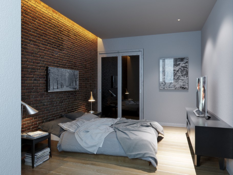 Декоративный кирпич в нише