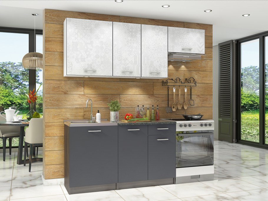 Бланка СТЛ.218.00 кухонный гарнитур белый/орех Мармара/спринт/антрацит